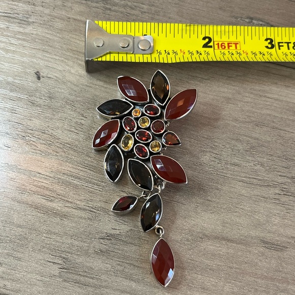 Nicky Butler Carnelian Smokey Quartz Topaz Vintage Brooch Pendant Necklace - Picture 9 of 11